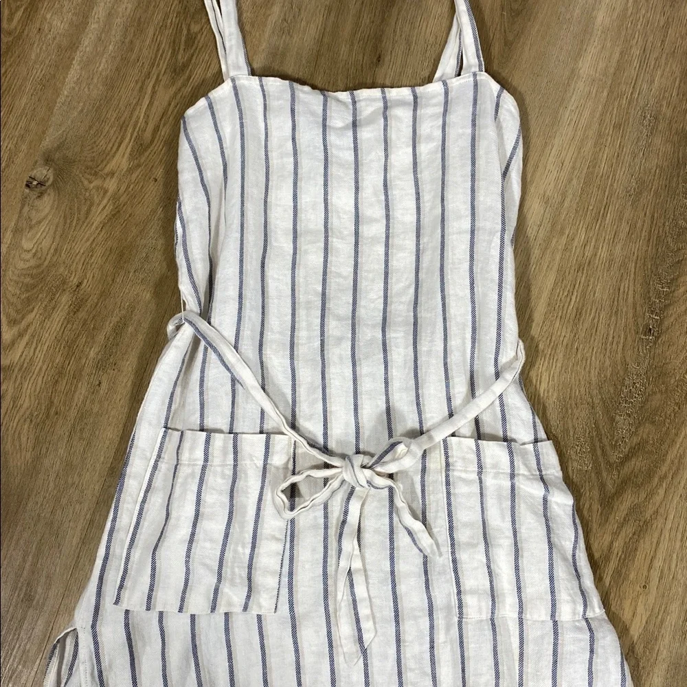 Reformation Elliot dress 100% Linen Striped Midi Dress Sleeveless - Picture 4 of 16